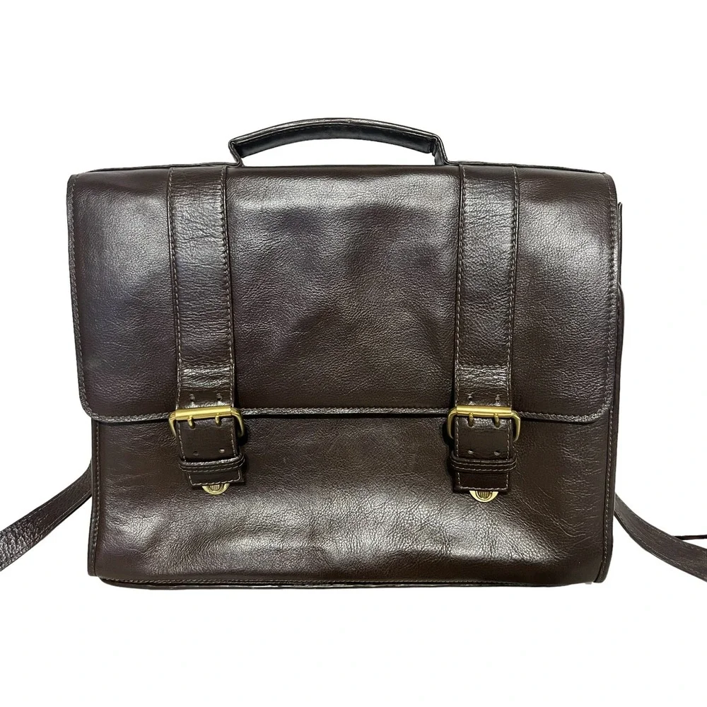 Hidesign Genuine Leather Messenger Briefcase Laptop Bag - Gorgeous Walnut Color
